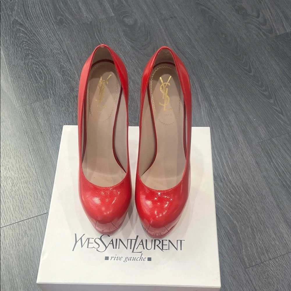 Yves Saint Laurent Vibrant Red Heels - Picture 1 of 7